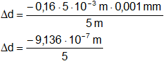 Cálculo de la variación del diámetro