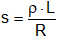 Fórmula de la sección en función de la resistencia, el coeficiente de resistividad y la longitud